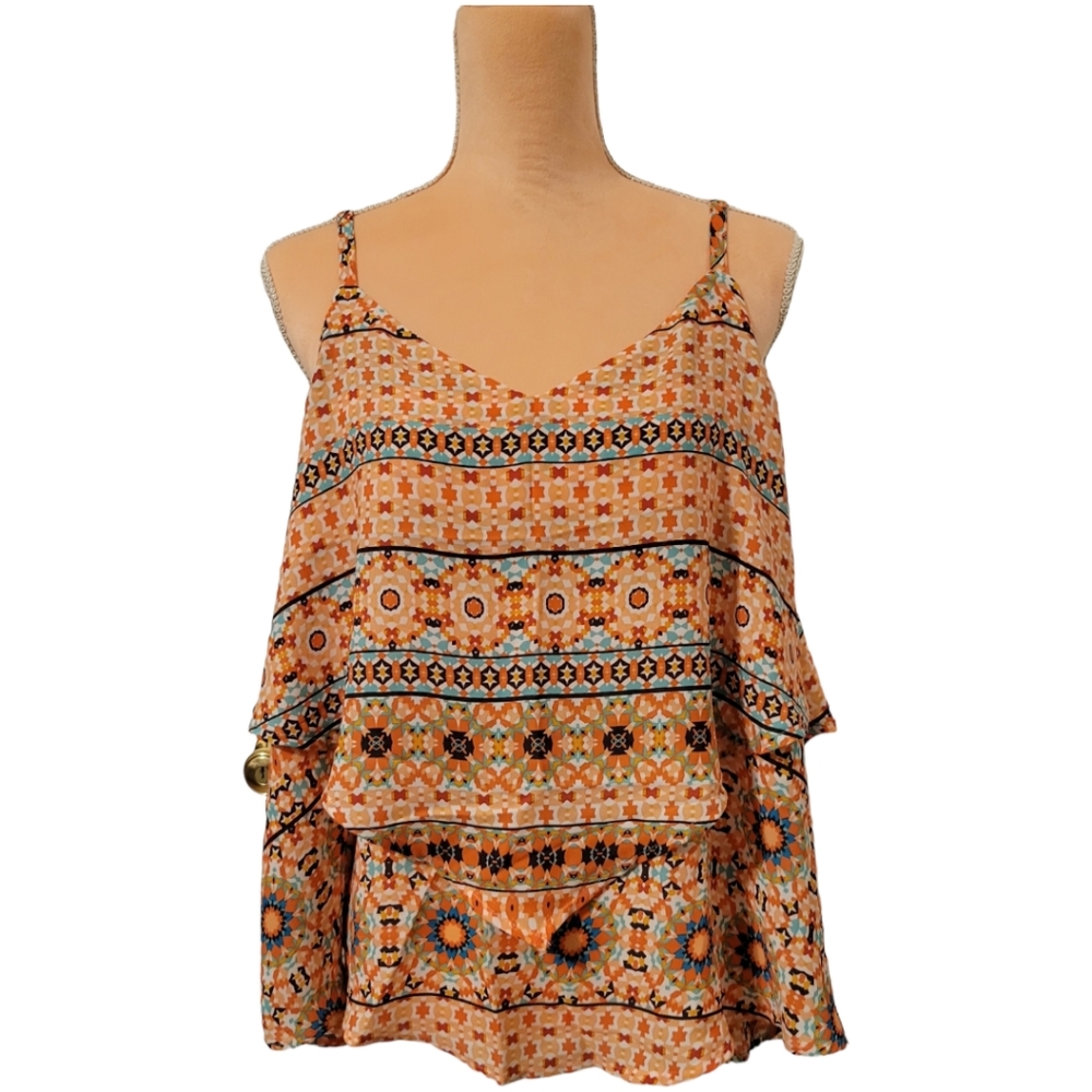 Torrid NWT Mosaic Print Layered Crisscross Cami Size 00